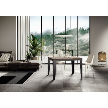 Flame Evolution table with anthracite legs and frame D.90 - Extendable table 160/264x90 cm Flame Evolution white ash with anthracite frame and legs