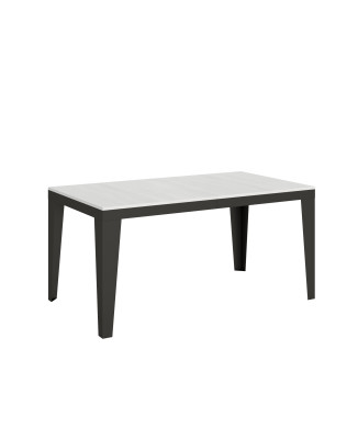 Flame Evolution table with anthracite legs and frame D.90 - Extendable table 160/264x90 cm Flame Evolution white ash with anthracite frame and legs