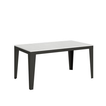 Flame Evolution table with anthracite legs and frame D.90 - Extendable table 160/264x90 cm Flame Evolution white ash with anthracite frame and legs