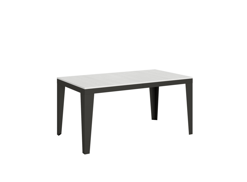 Flame Evolution table with anthracite legs and frame D.90 - Extendable table 160/264x90 cm Flame Evolution white ash with anthracite frame and legs