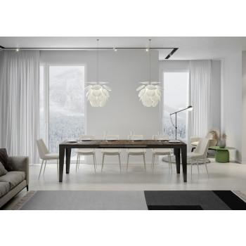 Flame Evolution table with anthracite legs and frame D.90 - Extendable table 160/420x90 cm Flame Evolution white ash with anthracite frame and legs