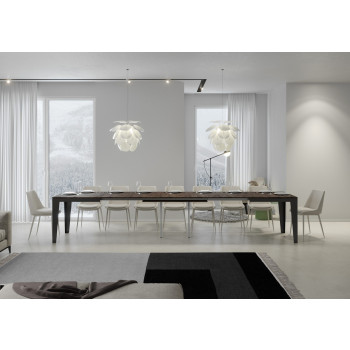 Flame Evolution table with anthracite legs and frame D.90 - Extendable table 160/420x90 cm Flame Evolution white ash with anthracite frame and legs