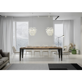 Flame Evolution table with anthracite legs and frame D.90 - Extendable table 180/284x90 cm Flame Evolution white ash with anthracite frame and legs