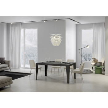 Flame Evolution table with anthracite legs and frame D.90 - Extendable table 180/284x90 cm Flame Evolution white ash with anthracite frame and legs