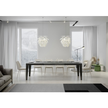 Flame Evolution table with anthracite legs and frame D.90 - Extendable table 90x180/440 cm Flame Evolution White Ash with anthracite legs and frame