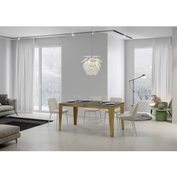 Flame Evolution Gold Table - Extendable Table 90x120/224 cm Flame Evolution White Ash Gold Frame