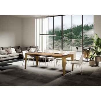 Flame Evolution Gold Table - Extendable Table 90x160/264 cm Flame Evolution White Ash Gold Frame