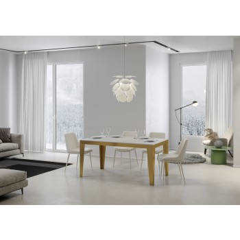 Flame Evolution Gold Table - Extendable Table 90x160/264 cm Flame Evolution White Ash Gold Frame