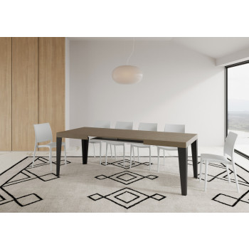Flame table with anthracite legs D.80 - Extendable table 120/204x80 cm Flame white ash with anthracite legs