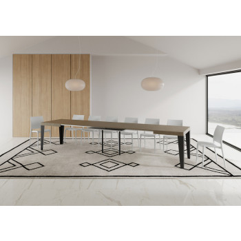 Flame table with anthracite legs D.90 - Extendable table 120/380x90 cm Flame white ash with anthracite legs