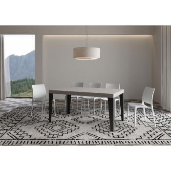 Flame table with anthracite legs D.90 - Extendable table 160/264x90 cm Flame white ash with anthracite legs