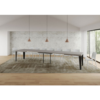 Flame table with anthracite legs D.90 - Extendable table 180/440x90 cm Flame white ash with anthracite legs