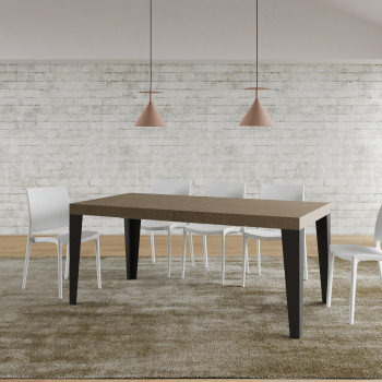 Flame table with anthracite legs D.90 - Extendable table 200/304x90 cm Flame white ash with anthracite legs
