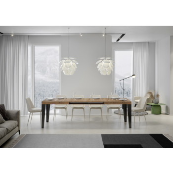 Flame table with anthracite legs D.90 - Extendable table 200/304x90 cm Flame white ash with anthracite legs