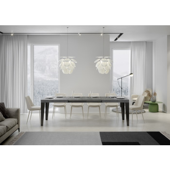 Flame table with anthracite legs D.90 - Extendable table 200/460x90 cm Flame white ash with anthracite legs