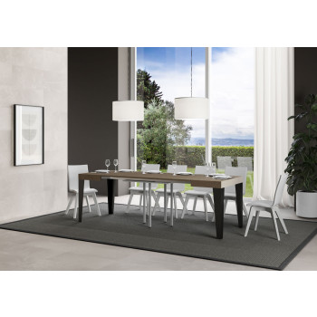 Flame table with anthracite legs D.90 - Extendable table 90/246x90 cm Flame white ash with anthracite legs