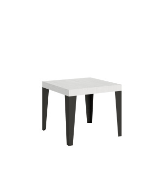 Flame table with anthracite legs D.90 - Extendable table 90/246x90 cm Flame white ash with anthracite legs