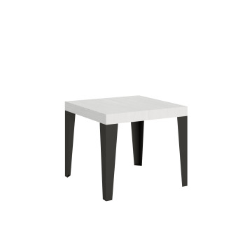Flame table with anthracite legs D.90 - Extendable table 90/246x90 cm Flame white ash with anthracite legs
