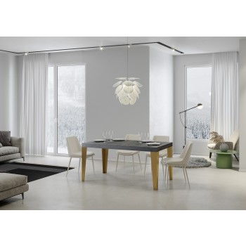 Flame Gold Table - Extendable Table 90x130/234 cm Flame White Ash Gold Frame