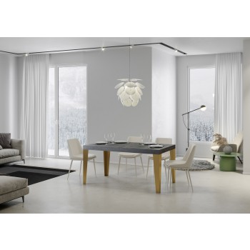 Flame Gold Table - Extendable Table 90x160/264 cm Flame White Ash Gold Frame