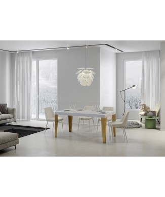 Flame Gold Table - Extendable Table 90x160/264 cm Flame White Ash Gold Frame