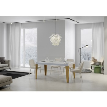 Flame Gold Table - Extendable Table 90x160/420 cm Flame White Ash Gold Frame