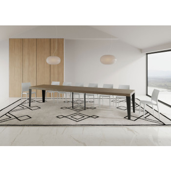Flame Premium table with anthracite legs D.90 - Extendable table 120/380x90 cm Flame Premium white ash with anthracite legs