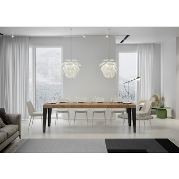 Flame Premium table with anthracite legs D.90 - Extendable table 180/440x90 cm Flame Premium white ash with anthracite legs