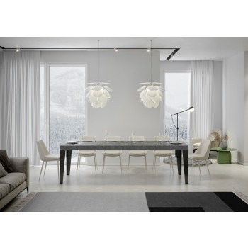 Flame Premium table with anthracite legs D.90 - Extendable table 200/304x90 cm Flame Premium white ash with anthracite legs