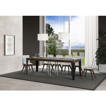 Flame Premium table with anthracite legs D.90 - Extendable table 90/246x90 cm Flame Premium white ash with anthracite legs