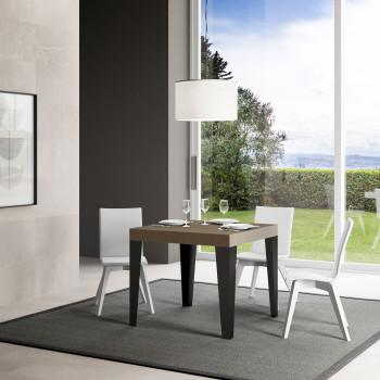 Flame Premium table with anthracite legs D.90 - Extendable table 90/246x90 cm Flame Premium white ash with anthracite legs