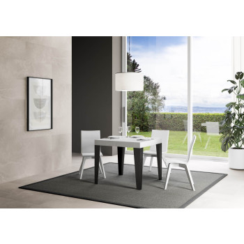 Flame Premium table with anthracite legs D.90 - Extendable table 90/246x90 cm Flame Premium white ash with anthracite legs