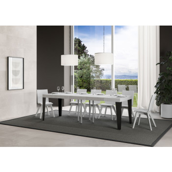 Flame Premium table with anthracite legs D.90 - Extendable table 90/246x90 cm Flame Premium white ash with anthracite legs
