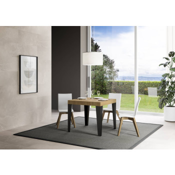 Flame Premium table with anthracite legs D.90 - Extendable table 90/246x90 cm Flame Premium white ash with anthracite legs
