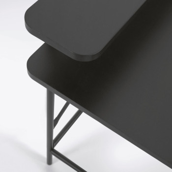 Galatia black melamine table with black painted metal legs 120 x 60 cm