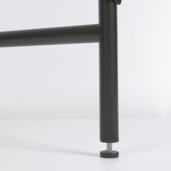 Galatia black melamine table with black painted metal legs 120 x 60 cm