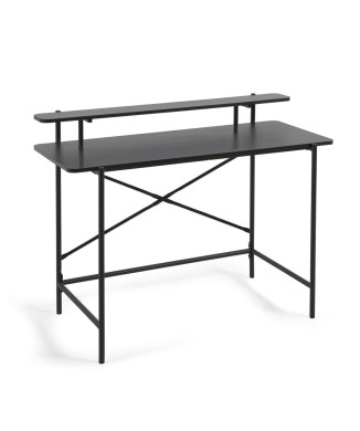 Galatia black melamine table with black painted metal legs 120 x 60 cm