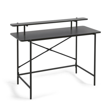 Galatia black melamine table with black painted metal legs 120 x 60 cm