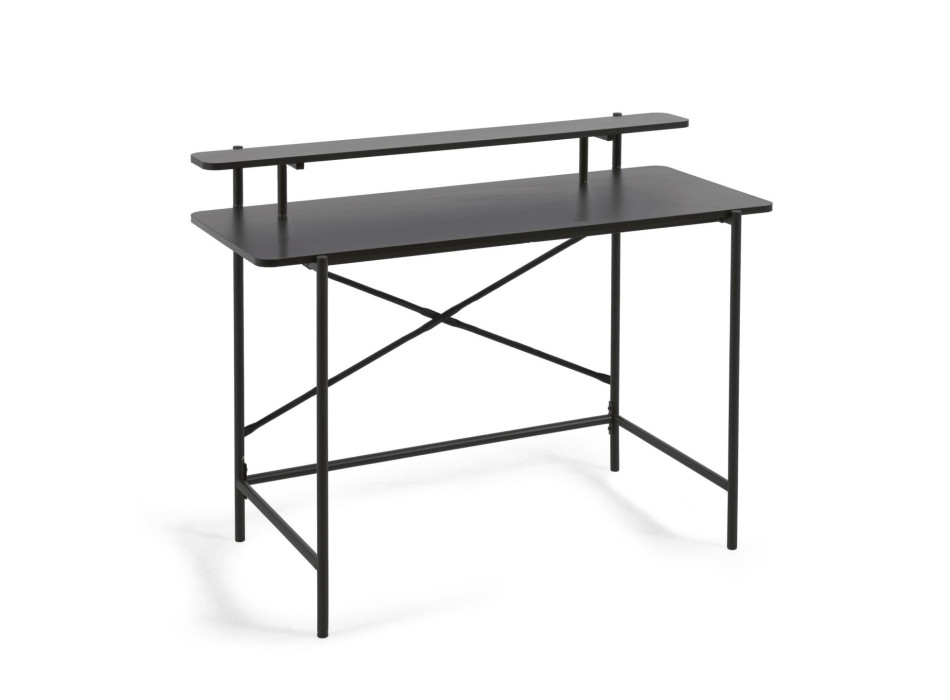 Galatia black melamine table with black painted metal legs 120 x 60 cm