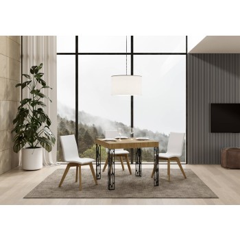 Ghibli Table - Extendable Table 90x90/246 cm Ghibli White Ash Anthracite Frame