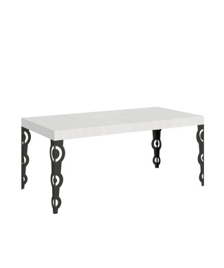 Karamay table with anthracite legs D.90 - Extendable table 200/460x90 cm Karamay white ash with anthracite legs