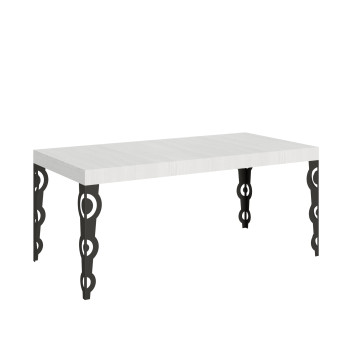 Karamay table with anthracite legs D.90 - Extendable table 200/460x90 cm Karamay white ash with anthracite legs
