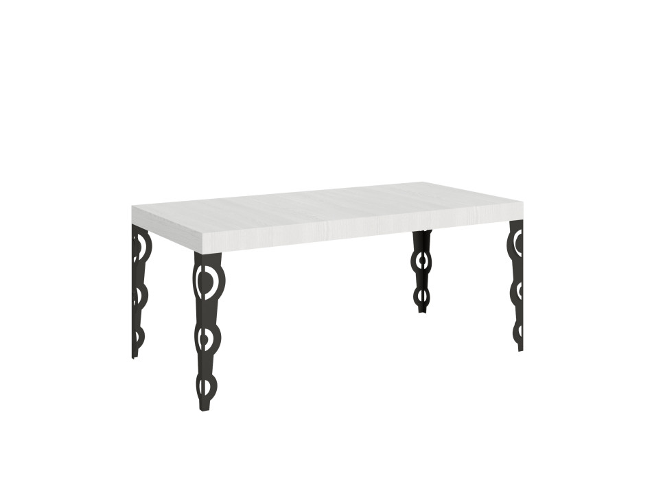 Karamay table with anthracite legs D.90 - Extendable table 200/460x90 cm Karamay white ash with anthracite legs