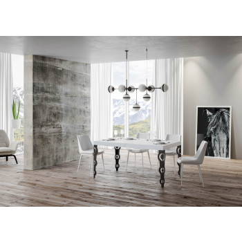 Karamay Table D.80 - Extendable table 140/224x80cm Karamay white ash with anthracite legs