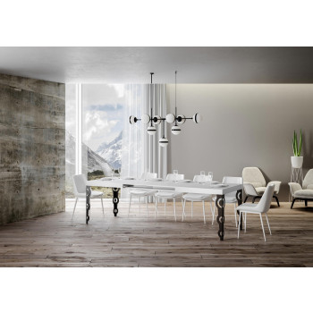 Karamay Table D.80 - Extendable table 140/224x80cm Karamay white ash with anthracite legs