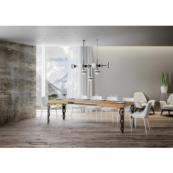 Karamay Table D.80 - Extendable table 140/224x80cm Karamay white ash with anthracite legs
