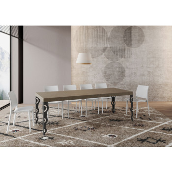 Karamay Premium table with anthracite legs D.90 - Extendable table 120/380x90 cm Karamay Premium white ash with anthracite legs