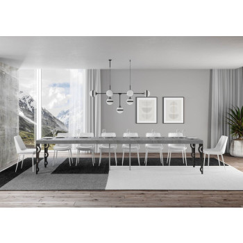 Karamay Premium table with anthracite legs D.90 - Extendable table 130/390x90 cm Karamay Premium white ash with anthracite legs