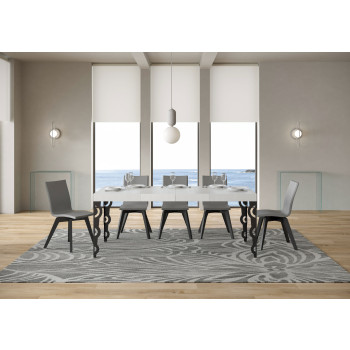 Karamay Premium table with anthracite legs D.90 - Extendable table 130/390x90 cm Karamay Premium white ash with anthracite legs