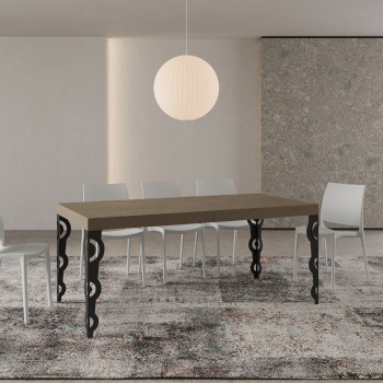 Karamay Premium table with anthracite legs D.90 - Extendable table 180/440x90 cm Karamay Premium white ash with anthracite legs